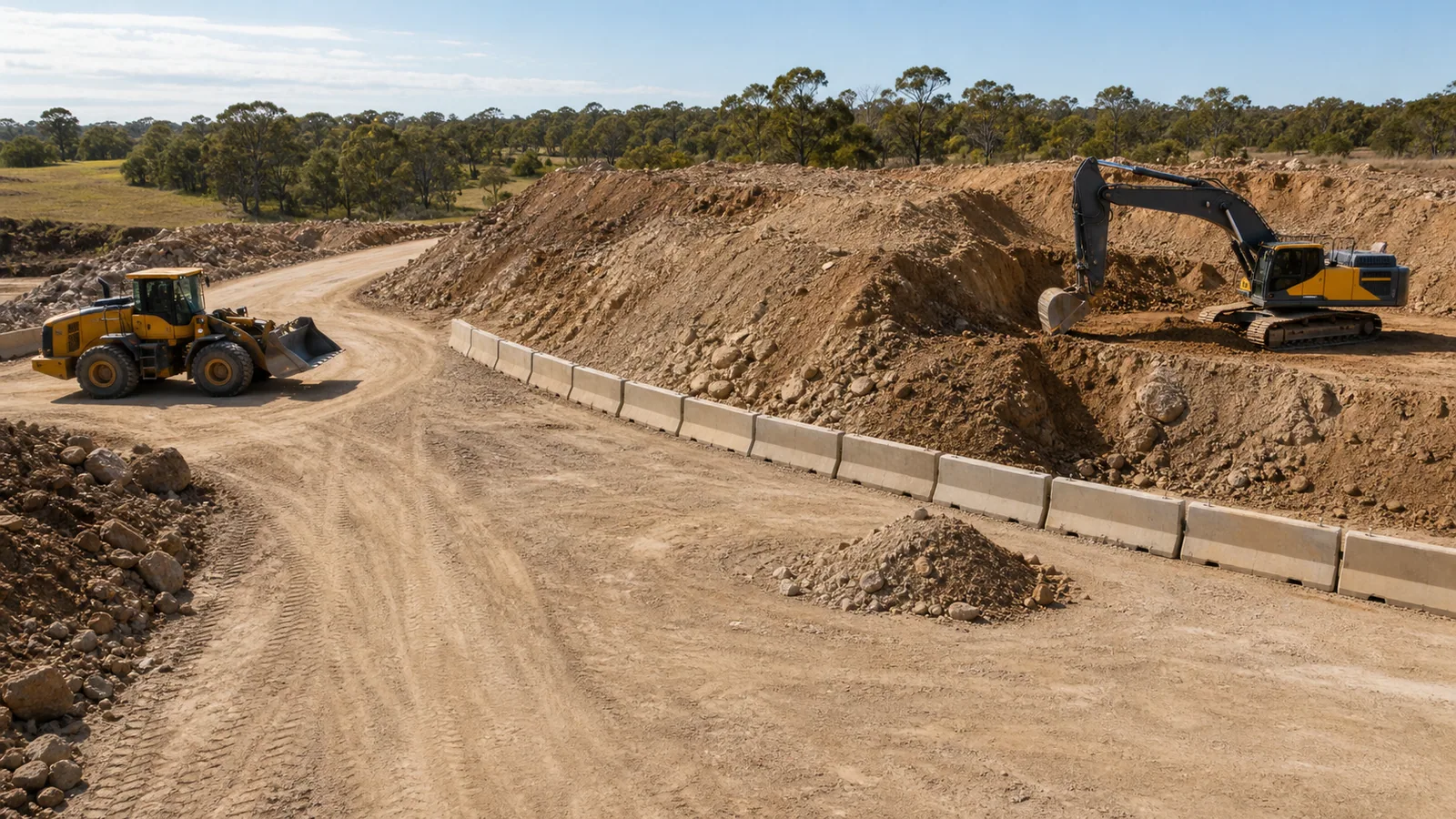 Excavator and mobile-plant incident evidence review with an operating-envelope diagram, pre-start record, attachment file, telematics report and medical folder, with no accident scene.