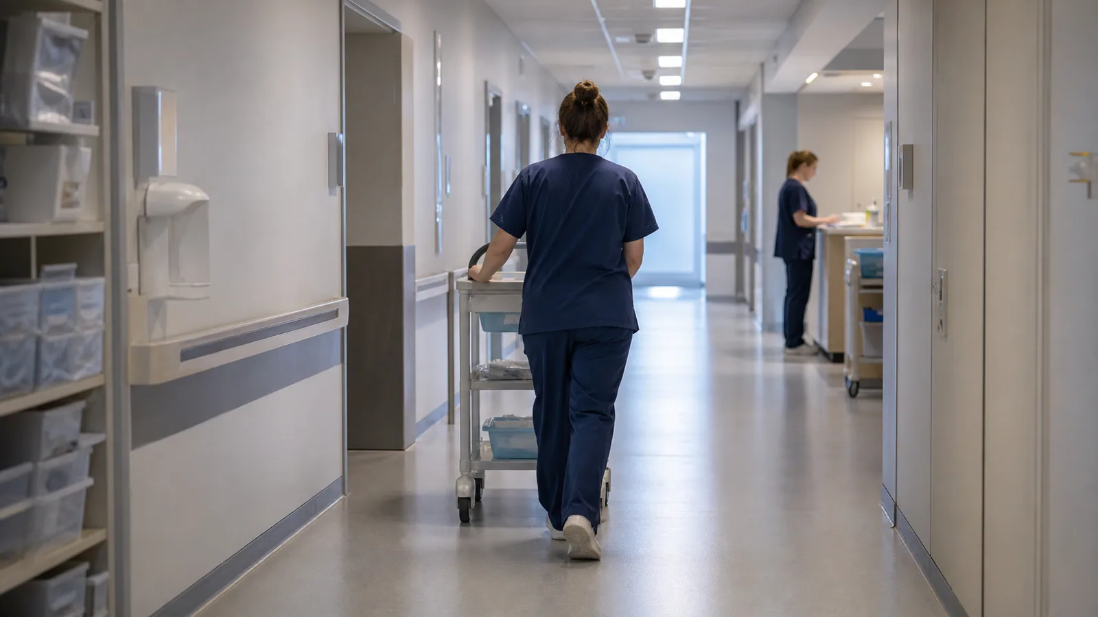 Prolonged standing or walking at work shown through the actual Australian work task or exposure, without an injury reenactment, branding or embedded words.