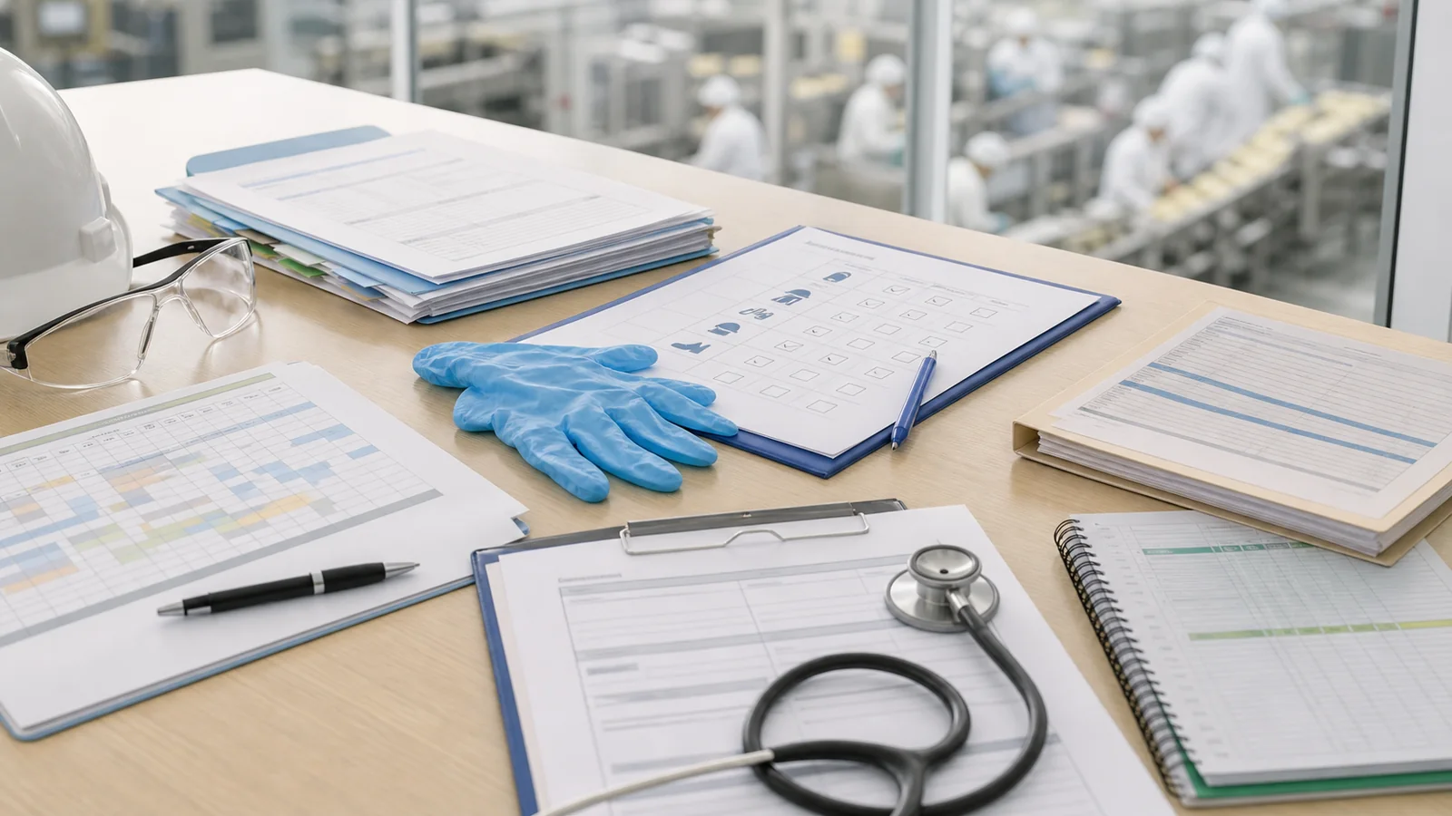 Food processing worker claim review desk with wage records, medical certificates, treatment notes, written decisions, and return-to-work planning for Southern Meats Pty Limited.