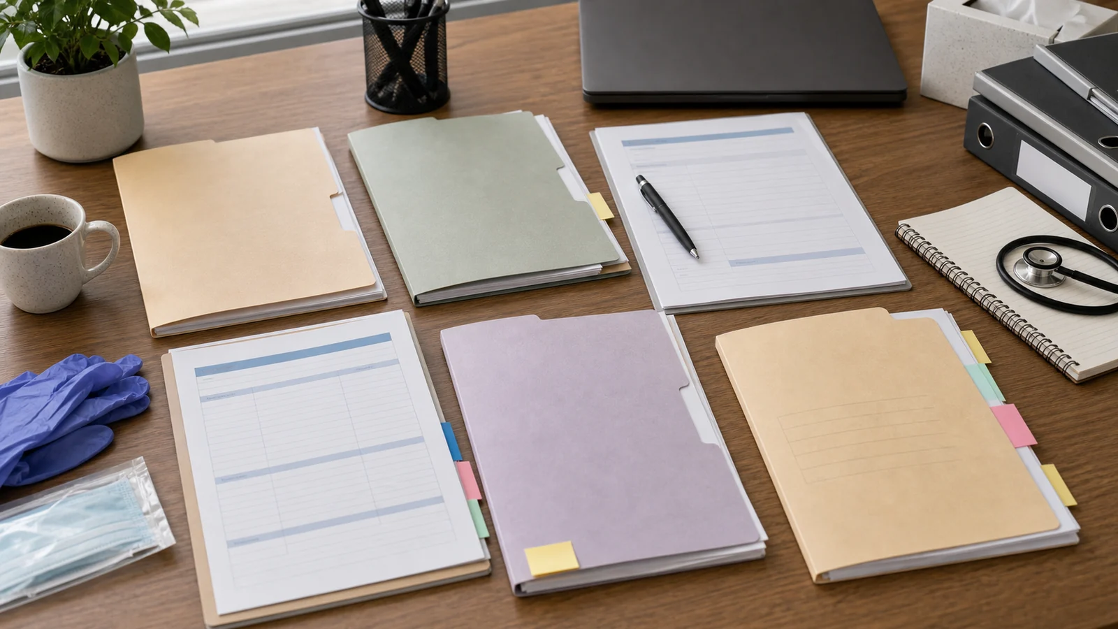 Claim review scene with shift notes, weekly payment paperwork, treatment records, and community support cues for Life Without Barriers self-insurer disputes