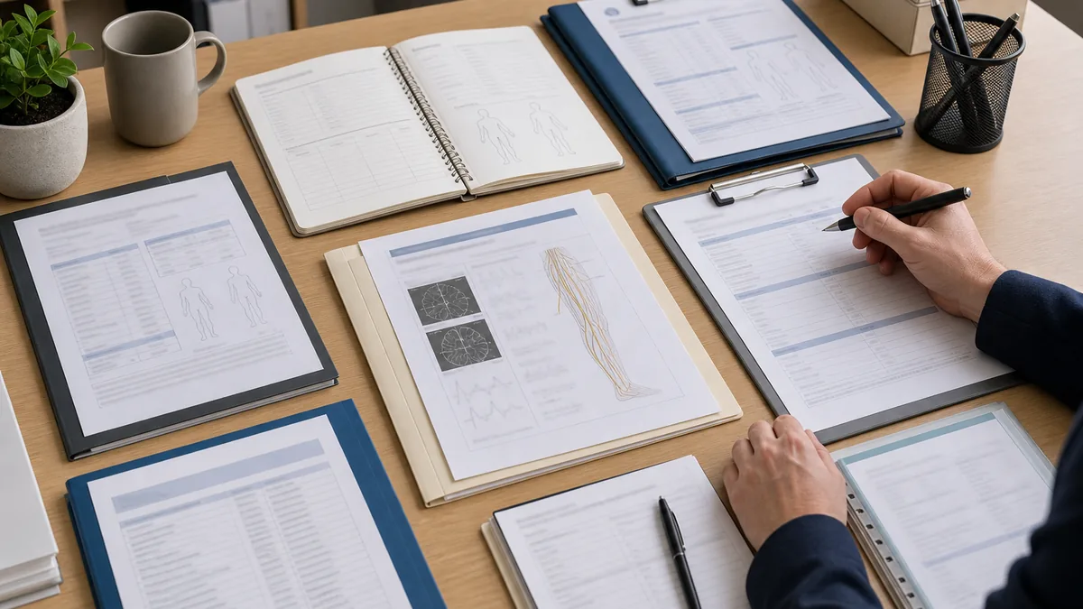 Peripheral nerve injury workers compensation evidence review with medical reports, treatment notes, certificate of capacity and workplace duties documents.