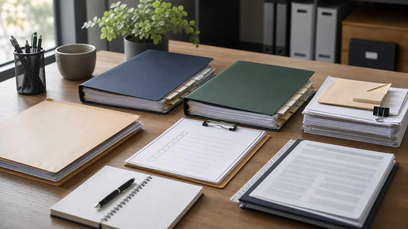 Workers compensation claim transfer file with correspondence, medical reports and checklist documents arranged for review
