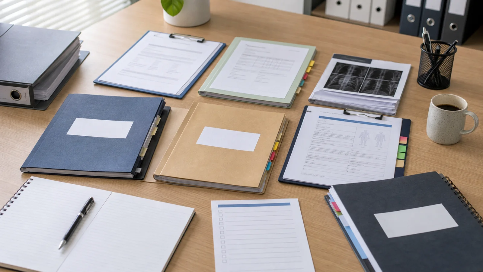 Specialised insurer claim review desk with written decisions, medical certificates, weekly payment records, and dispute pathway material for Coal Mines Insurance (CMI).